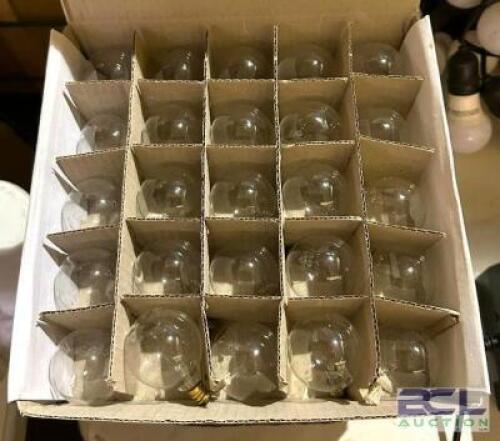 (4) 25CT BOXES OF G50 E12 7W BRASS BASE BULBS