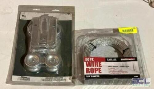 STRAP TROLLEY HANGER WITH 50' WIRE ROPE