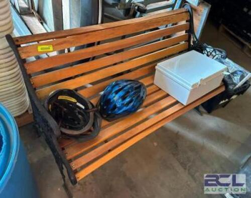 WOOD SLAT BENCH WITH CAST FRAME