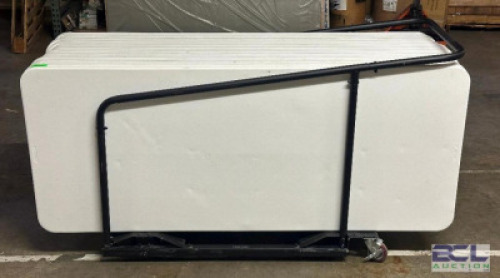 (11) - 6 FT. FOLDING TABLES WITH ROLLING CART