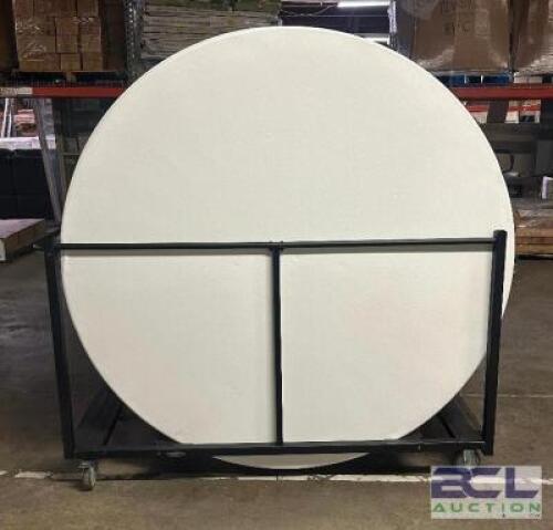 (7) - 6 FT. ROUND NESTING TABLES WITH ROLLING CART