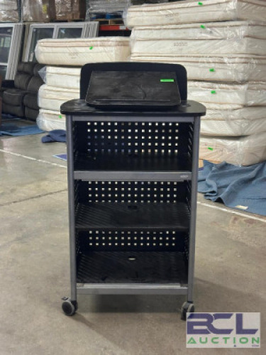 ROLLING PODIUM AND MEDIA CART
