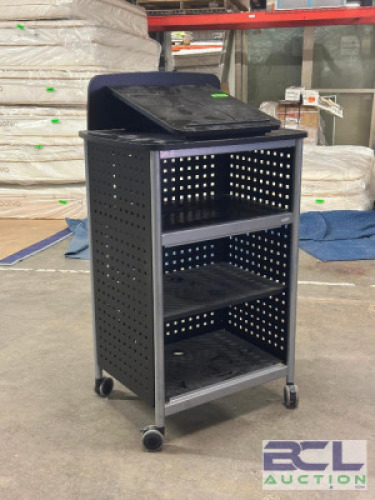 ROLLING PODIUM AND MEDIA CART