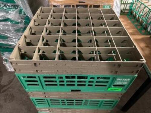 (4) 36 GROUP PLASTIC GLASS RACKS.