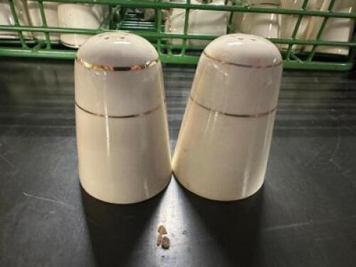 (2) RACKS OF CHINA SALT AND PEPER SHAKERS.