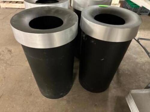 (2) CYLINDER TRASH CANS W/ STAINLESS TOPS
