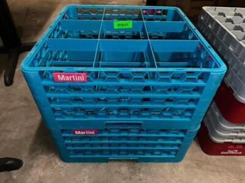 (2) 9 GROUP BLUE PLASTIC MARTINI GLASS RACKS
