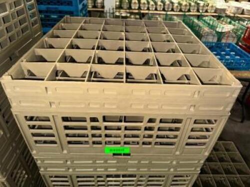 (5) 36 GROUP TAN PLASTIC GLASS RACKS.