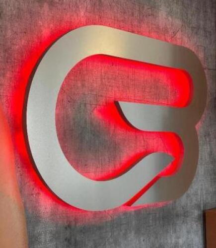 CYCLEBAR WALL MOUNTED SIGN WITH RED LIGHT