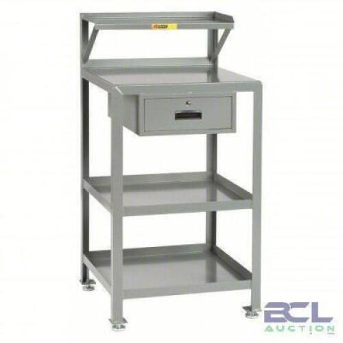 DESCRIPTION: (1) SHOP DESK BRAND/MODEL: LITTLE GIANT #34AV07 INFORMATION: GRAY, STEEL, 1 DRAWER, 2 SHELVES, OPEN BASE DESK SIZE: 36" X 24" X 49" RETAI