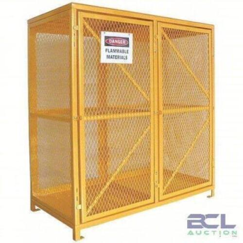 DESCRIPTION: (1) VERTICAL GAS CYLINDER STORAGE BRAND/MODEL: CONDOR #5CHL3 INFORMATION: 18 VERTICAL CYLINDERS, YELLOW, STEEL SIZE: 60 IN X 30 IN X 65 I