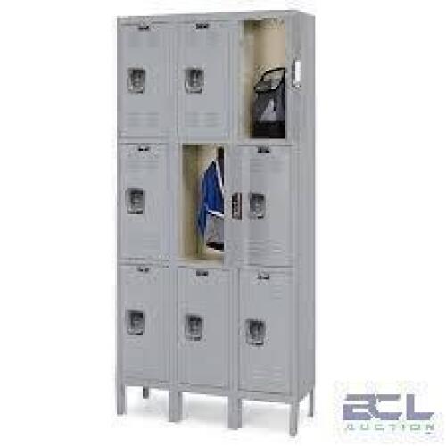 DESCRIPTION: (1) SET OF PREMIUM LOCKERS BRAND/MODEL: HALLOWELL INFORMATION: GRAY, PADLOCKABLE, 3 TIER, 3 WIDE RETAIL$: $1013.52 EA QTY: 1