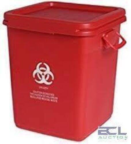 DESCRIPTION: (3) BIOHAZARD MEDICAL WASTE CONTAINER BRAND/MODEL: STERICYCLE #3526 INFORMATION: RED, NO LID SIZE: 28 G RETAIL$: $60.00 EA QTY: 3