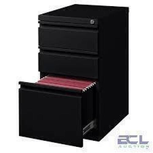 DESCRIPTION: (1) VERTICAL FILING CABINET BRAND/MODEL: HIRSH #18575 INFORMATION: BLACK, 3 DRAWER, LOCKING RETAIL$: $269.95 EA QTY: 1