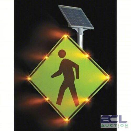 DESCRIPTION: (1) LED TRAFFIC SIGN BRAND/MODEL: TAPCO #3YPG7 INFORMATION: ALUMINUM, W11-2 MUTCD, DIAMOND GRADE, SOLAR SIZE: 30" X 30" RETAIL$: $1759.90