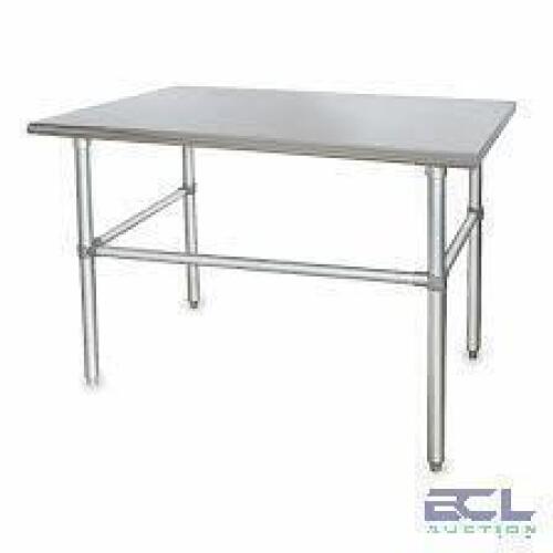 DESCRIPTION: (1) FIXED WORK TABLE BRAND/MODEL: PRODUCT NUMBER #2KRD8 INFORMATION: STAINLESS STEEL, 600 LB CAPACITY SIZE: 48" X 30" X 34 1/2" RETAIL$: