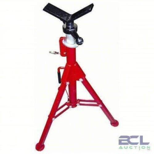 DESCRIPTION: (1) V HEAD PIPE STAND BRAND/MODEL: ROTHENBERGER #53RF36 INFORMATION: V HEAD, 2,500 LB MAX LOAD CAPACITY, FOLDING LEG, 50 IN MAX HT, METAL