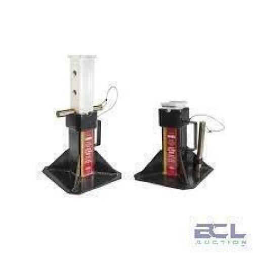DESCRIPTION: (1) SET OF (2) HEAVY DUTY JACK STANDS BRAND/MODEL: AME #14400 INFORMATION: BLACK SIZE: 44 US TONS PER PAIR, 12" MIN HEIGHT, 20" MAX HEIGH