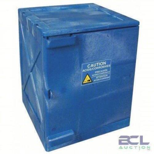 DESCRIPTION: (1) CORROSIVES SAFETY CABINET BRAND/MODEL: EAGLE #45UW81 INFORMATION: BLUE, COUNTERTOP, 4 GAL SIZE: 18" X 18" X 22" RETAIL$: $478.81 EA Q