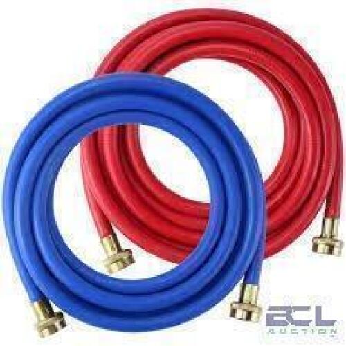 DESCRIPTION: (10) SETS OF WASHER / DRYER HOSES INFORMATION: 1 SET = 1 RED HOSE, 1 BLUE HOSE RETAIL$: $25.99 EA QTY: 10