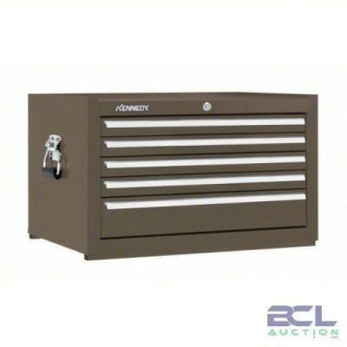 DESCRIPTION: (1) TOP CHEST, TOOL STORAGE CABINET BRAND/MODEL: KENNEDY #2805XB INFORMATION: 5 DRAWER, BROWN, FULLY EXTENDED BALL BEARING SIZE: 29 IN W