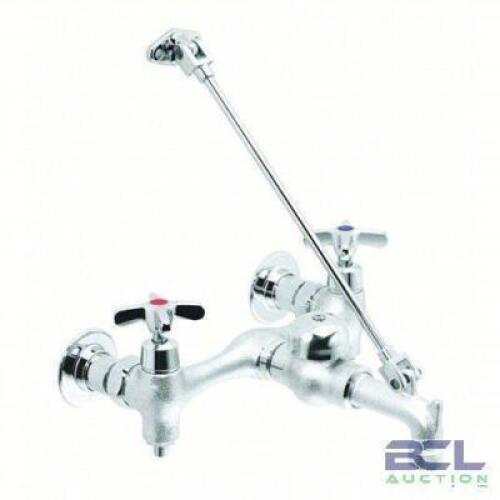 DESCRIPTION: (1) SERVICE SINK FAUCET WITH CROSS HANDLES BRAND/MODEL: SPEAKMAN #6MPF5 INFORMATION: CHROME PLATED, BRASS, WALL, CENTERSET RETAIL$: $213.
