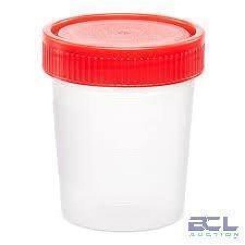 DESCRIPTION: (1) CASE OF APPROX (100) SPECIMEN CONTAINERS INFORMATION: CLEAR WITH RED LID RETAIL$: $113.59 EA QTY: 1