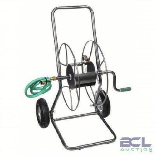 DESCRIPTION: (1) GARDEN HOSE REEL BRAND/MODEL: YARD BUTLER #49XK98 SIZE: 200 FT 5/8 18IN REEL 150 PSI MAX OP RETAIL$: $200.00 EA QTY: 1