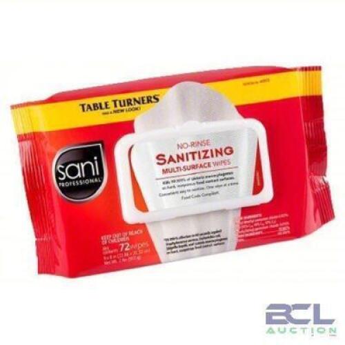 DESCRIPTION: (12) SANITIZING WIPES BRAND/MODEL: SANI PROFESSIONAL #61CU35 SIZE: 72 WIPES PER CONTAINER RETAIL$: $11.00 EA QTY: 12