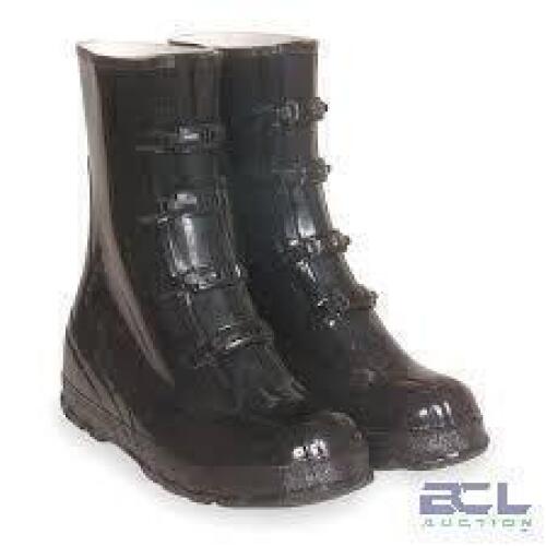 DESCRIPTION: (2) PAIRS OF MID-CALF OVERBOOT SHOE BRAND/MODEL: TALON TRAX #6AJ13 INFORMATION: BLACK, PLAIN, CHEVRON SIZE: SIZE 12 RETAIL$: $45.21 EA QT