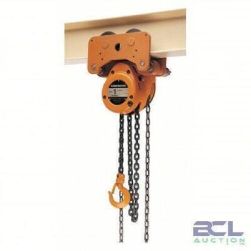 DESCRIPTION: (1) CHAIN HOIST BRAND/MODEL: HARRINGTON #45NV54 INFORMATION: ORANGE, 2000LB CAPACITY SIZE: 72 LB PULL TO LIFT RATED LOAD RETAIL$: $1567.2
