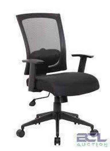 DESCRIPTION: (1) MESH BACK OFFICE CHAIR BRAND/MODEL: BOSS #B6706-BK INFORMATION: BLACK WITH MESH BACK MUST COME INSPECT SIZE: 27"D x 25"W x 43"H RETAI
