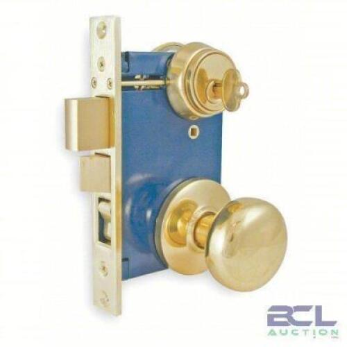 DESCRIPTION: (12) HEAVY DUTY MORTISE LOCKSET BRAND/MODEL: #1TPZ3 INFORMATION: BRIGHT BRASS SIZE: REQUIRED DOOR THICKNESS 1-3/8 TO 1-3/4 IN RETAIL$: $1