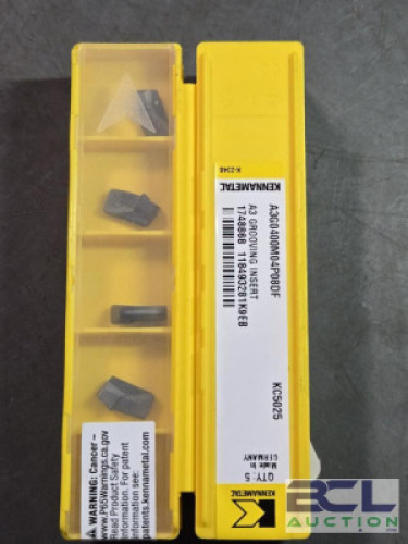 DESCRIPTION: (20) CARBIDE GROOVING INSERTS BRAND/MODEL: KENNAMETAL A3G0400M04P08DF KC5025 RETAIL$: $421.00 QTY: 20