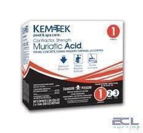 DESCRIPTION: (1) MURIATIC ACID BRAND/MODEL: KEMTEK POOL AND SPA SIZE: 1 GALLON RETAIL$: $20.00 EA QTY: 1