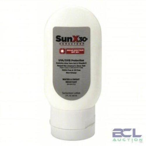 DESCRIPTION: (24) BOTTLES OF SUNSCREEN BRAND/MODEL: SUNX #1PBT5 INFORMATION: 30 SPF SIZE: 2 OZ RETAIL$: $6.78 EA QTY: 24
