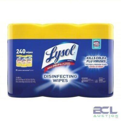 DESCRIPTION: (6) DISINFECTING WIPES BRAND/MODEL: LYSOL #1XEH7 SIZE: 80 PER CONTAINER RETAIL$: $72.72 EA QTY: 6