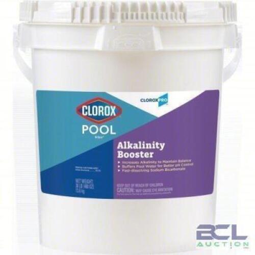 DESCRIPTION: (1) ALKALINITY BOOSTER BRAND/MODEL: CLOROX POR #819P82 SIZE: 30 LB RETAIL$: $74.8 8EA QTY: 1