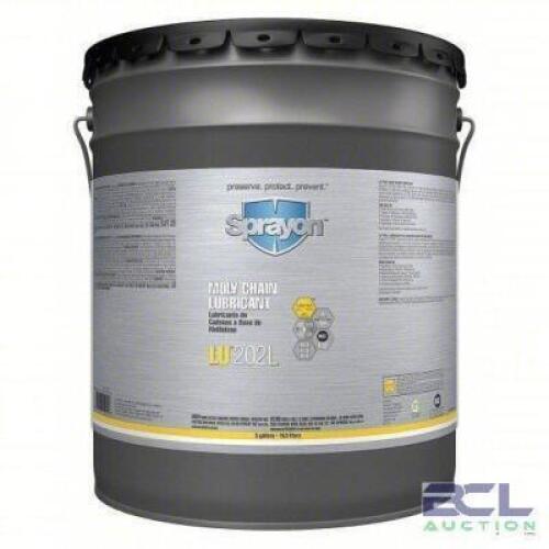 DESCRIPTION: (1) CHAIN AND WIRE ROPE LUBRICANTS BRAND/MODEL: SPRAYON #30WK29 SIZE: 5 GALLON RETAIL$: $314.14 EA QTY: 1