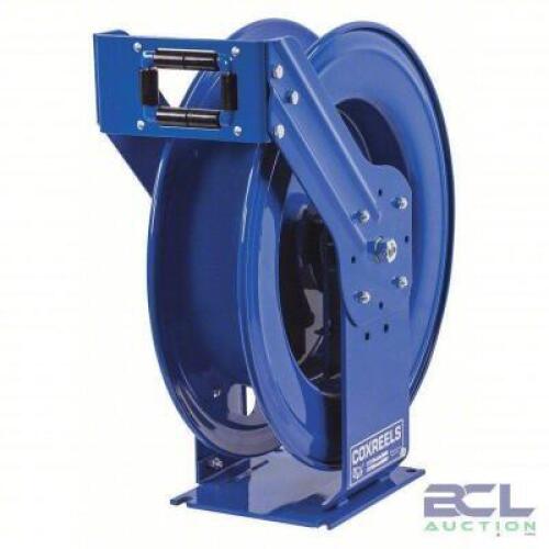 DESCRIPTION: (1) SPRING RETURN HOSE REEL BRAND/MODEL: COXREELS/TSHL-N-575-8XN INFORMATION: BRASS, BLUE, 300 PSI MAX PRESSURE, NO HOSE RETAIL$: $999.99