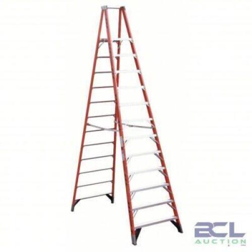 DESCRIPTION: (1) PLATFORM STEPLADDER BRAND/MODEL: WERNER/P7412 INFORMATION: 300LB CAPACITY RETAIL$: $717.37 SIZE: 12' LADDER SIZE QTY: 1