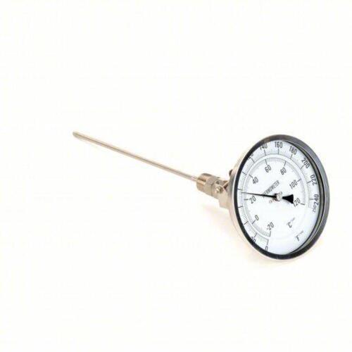 DESCRIPTION: (1) DIAL THERMOMETER BRAND/MODEL: PRODUCT NUMBER #1NGF4 INFORMATION: ADJ-ANGLE, 0&deg; TO 250&deg;F/-20&deg; TO 120&deg;C, 1/2 IN NPT, 9 IN STEM LG, 5 IN