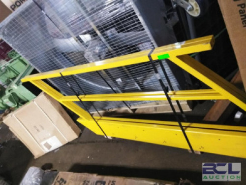 DESCRIPTION: (1) SET OF (2) SAFETY RAILINGS FOR STAIRSINFORMATION: YELLOW, STEEL, SEE INSPECTIONRETAIL$: $2199.00 EAQTY: 1