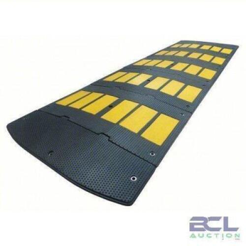 DESCRIPTION: (1) SPEED BUMP BRAND/MODEL: PRODUCT NUMBER #29NH27 INFORMATION: BLACK WITH YELLOW STRIPES SIZE: RUBBER, 10' LONG, 36"W, 2"H RETAIL$: $713