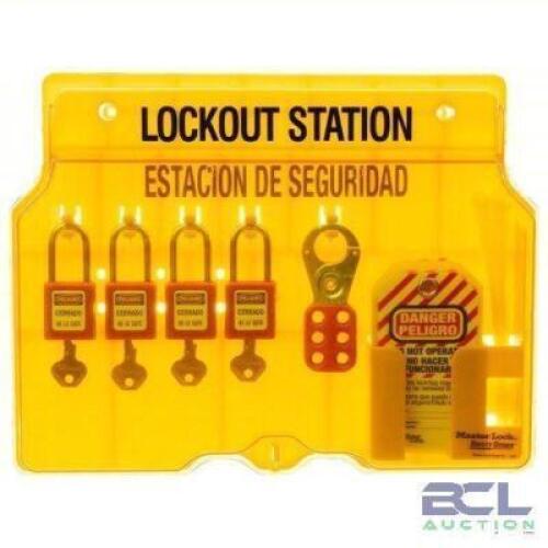 DESCRIPTION: (1) LOCKOUT STATION BRAND/MODEL: MASTER LOCK #3WPC7 INFORMATION: 7 COMPONENTS INCLUDED, PADLOCK STATION, KEYED DIFFERENT RETAIL$: $232.64