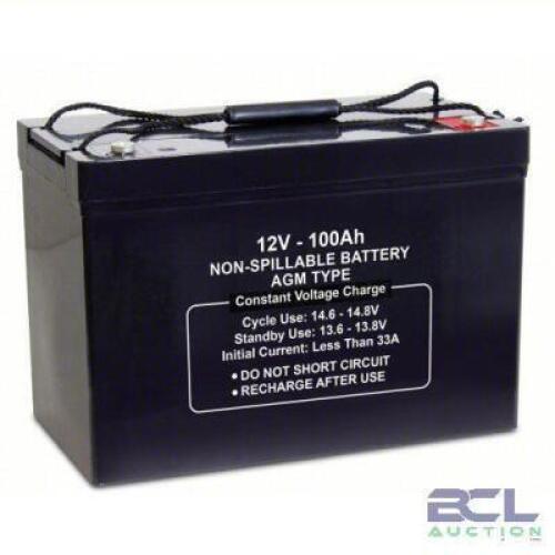 DESCRIPTION: (1) SEALED LEAD ACID BATTERY BRAND/MODEL: PRODUCT NUMBER #61KW69 INFORMATION: 12 V, 100 AH CAPACITY, SIZE: 8.46" X 12.95" RETAIL$: $399.0