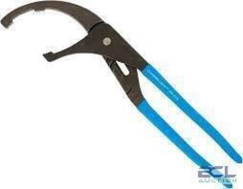 DESCRIPTION: (2) OIL FILTER PLIER BRAND/MODEL: CHANNELLOCK #01900778 INFORMATION: BLUE HANDLE SIZE: 15" RETAIL$: $29.95 EA QTY: 2