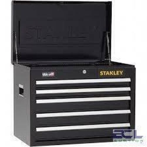 DESCRIPTION: (1) TOP CHEST, STORAGE TOOL BOX BRAND/MODEL: STANLEY #STST22657BK INFORMATION: BLACK, WITH SILVER SIZE: 26" X 16" X 19.75" RETAIL$: $440.