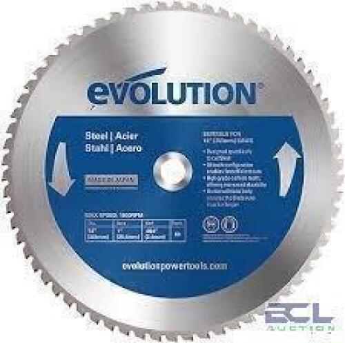 DESCRIPTION: (1) SAW BLADE BRAND/MODEL: EVOLUTION INFORMATION: STEEL SIZE: 14" RETAIL$: $87.79 EA QTY: 1