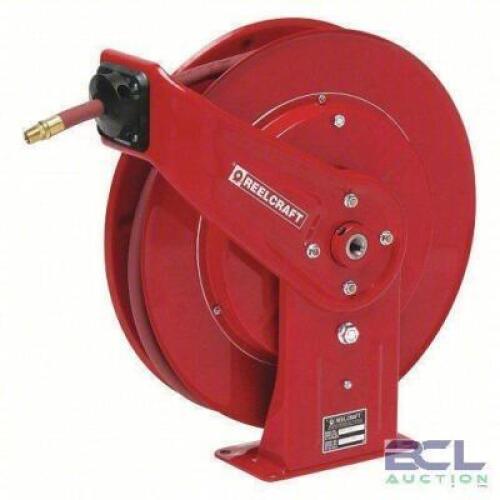 DESCRIPTION: (1) SPRING RETURN HOSE REEL BRAND/MODEL: REELCRAFT #38L509 INFORMATION: RED, 300 PSI MAX PRESSURE SIZE: 50' RETAIL$: $607.49 EA QTY: 1